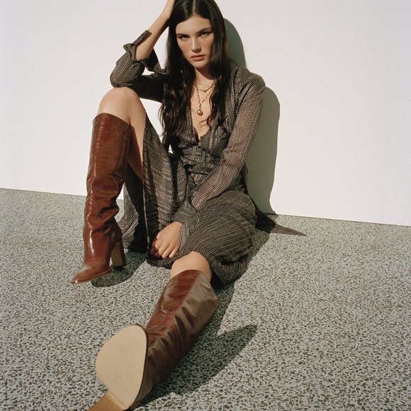 Zara Belted Printed Dress - Picture 1 of 8